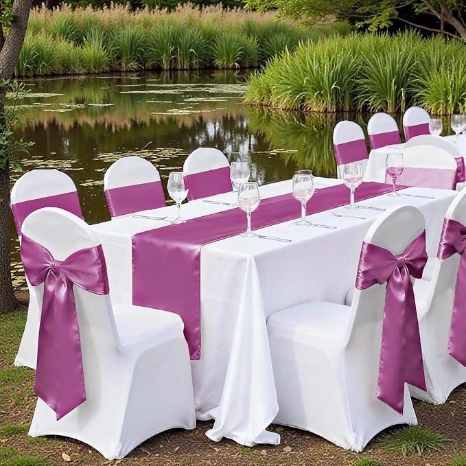 VDS Satin Chair Sashes Chair Cover Back Tie Sateen Bows Ribbon for Wedding Birthday Graduation Engagement Ceremony Event Party Banquet Venue Hotel All Dining Chair Decoration (125PC) (Dusty Pink) - Image 6