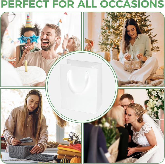 MOXARYSU White Gift Bags With Handles: 8x5x10 Inch 30pcs Medium Paper Gags Bulk For Birthday Wedding Party Shopping - Image 7
