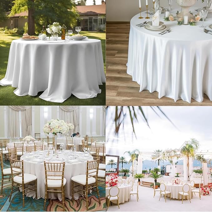 120 Inch Round Tablecloth 2 Pack White Table Cloths | Polyester Fabric Washable Table Cloth Cover for Kitchen Dining, Wedding, Buffet Table, Holiday Party - Image 7