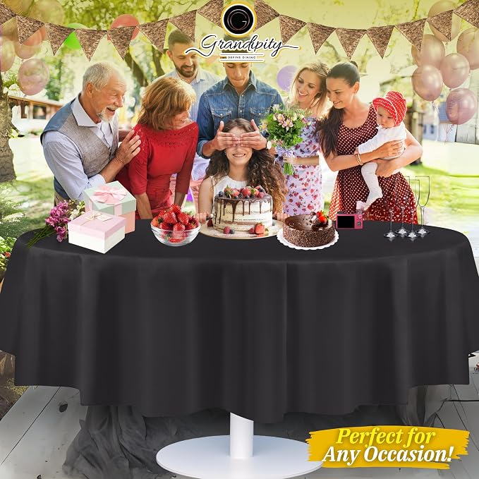 Grandipity Plastic Table Cloth Disposable 12 Pack 84" Round Dark Grey | Plastic table covers, durable disposable tablecloths, fade and tear-resistent table cover for party, event - Image 6