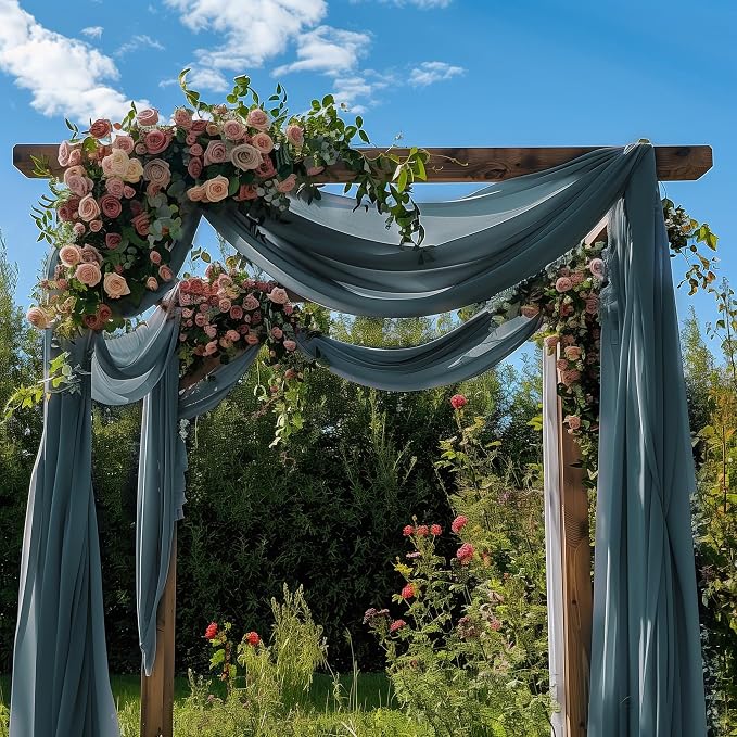 Wokceer Wedding Arch Draping Fabric Backdrop Drapes 28.7" x 20FT, Grey Blue - Image 7