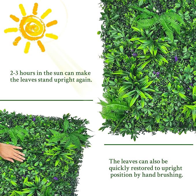 ODTORY Artificial Greenery Wall, 6FT x 12FT(72 SQFT) Fake Plant Roll | UV-Anti Faux Grass Wall, Green Backdrop, Privacy Fence Screen, Garden Hedge Leaf Covering, Outdoor/Indoor/Balcony Decor - Image 7