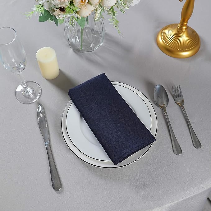 Cloth Napkins 20x20 inch Washable Polyester Dinner Napkins Soft Table Napkins for Wedding Party Dining Banquet(Navy,25PCS) - Image 7