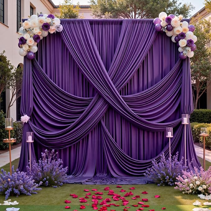 12ft x 10ft Purple Backdrop Curtains for Parties, Wrinkle Free 2 Panels Photo Backdrop Drapes Back Drop Cloth for Wedding Birthday Photography Background Decor - Image 8