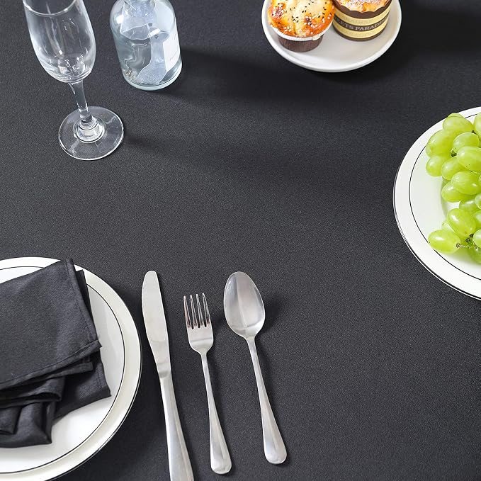 Cupuamon Rectangle Tablecloth 90x156 inch Washable Polyester Fabric Table Cloth for Wedding Party Dining Banquet Decoration(90x156, Black) - Image 7