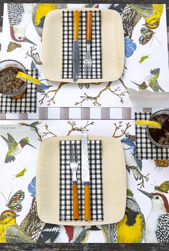 Paper Placemats for Dining Table - Disposable Square Paper Placemats for Spring Summer Parties - Vicki Sawyer Designed - Birds Squirrel Insects 18 Sheets - American Made - Image 6