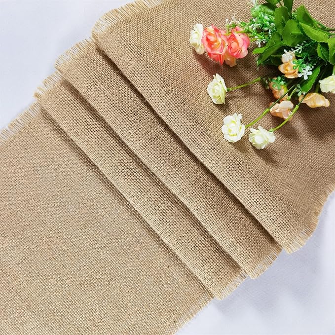 6 Pack 13 x 72 Inch Tassel Burlap Table Runners,Natural Rustic Jute Table Runner and Placemats Bulk for Western Wedding Table Decorations,Farmhouse Style Party,Holiday,Kitchen Table Decor Cover - Image 7