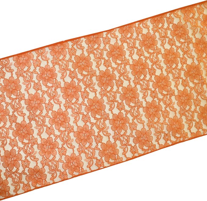 Zen Creative Designs 10 Pack Floral Lace Table Runner Sheer Lace Event Party Wedding Table Decor (12" by 60", Orange) - Image 2
