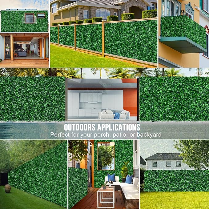 Grooy 71"x 126"(62 sq.ft) Artificial Boxwood Grass Wall Roll Panels | UV-Anti Boxwood Hedge, Green Boxwood Leaves Fence Backdrop, Fake Ivy Greenery, Plant Wall Decor for Outdoor Garden - Image 7
