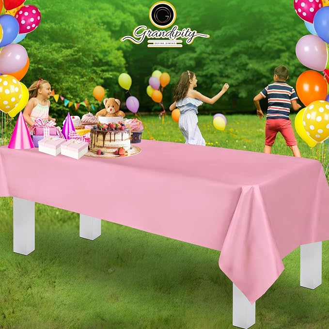 Grandipity Plastic Table Cloth Disposable 12 Pack 54” x 108” Rectangle | Pink Plastic table covers, durable disposable tablecloths, fade and tear-resistent table cover for party, event - Image 6
