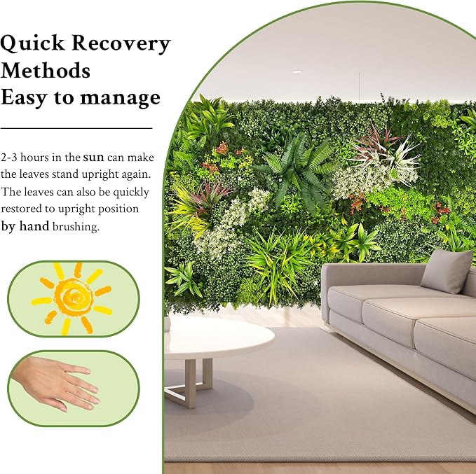 ODTORY Artificial 3D Plant Wall, 40"x120" Privacy Backdrop Screen | UV-Anti, Faux Grass Panel Roll, Ivy Boxwood Fence, Fake Greenery Leaf Hedge Cover, Indoor/Outdoor, Garden/Patio Decor - Image 7