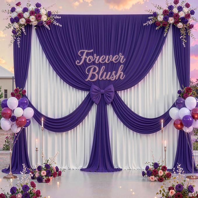 10 ft x 10 ft Wrinkle Free Purple Backdrop Curtain for Parties, Polyester Purple Photo Backdrop Drapes for Wedding Birthday Girls Party Mermaid Baby Shower,5ft x 10ft,2 Panels - Image 9