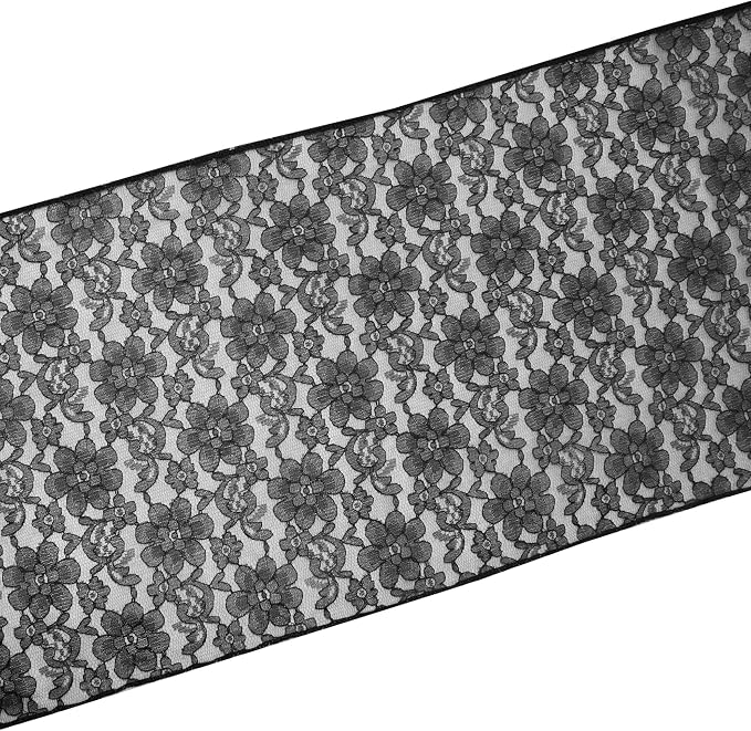 Zen Creative Designs 10 Pack Floral Lace Table Runner Sheer Lace Event Party Wedding Table Decor (12" by 144", Black) - Image 2