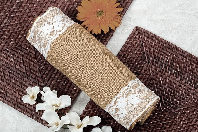 MDS 25 PCS 100% Natural Burlap Table Runners 12" x 72" with Lace, Rustic Farmhouse Country Vintage Boho Jute Runner for Wedding Reception Birthday Party Home Kitchen Dining Coffee Table Decoration - Image 7
