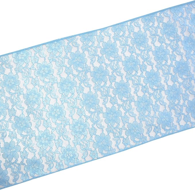 Zen Creative Designs 10 Pack Floral Lace Table Runner Sheer Lace Event Party Wedding Table Decor (12" by 144", Baby Blue) - Image 2