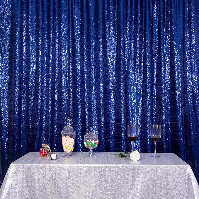 Juya Delight Navy Blue Sequin Backdrop Curtain 6FT X 6FT Glitter Shimmer Photo Backdrop Curtains for Birthday Party Birthday Decoration - Image 8