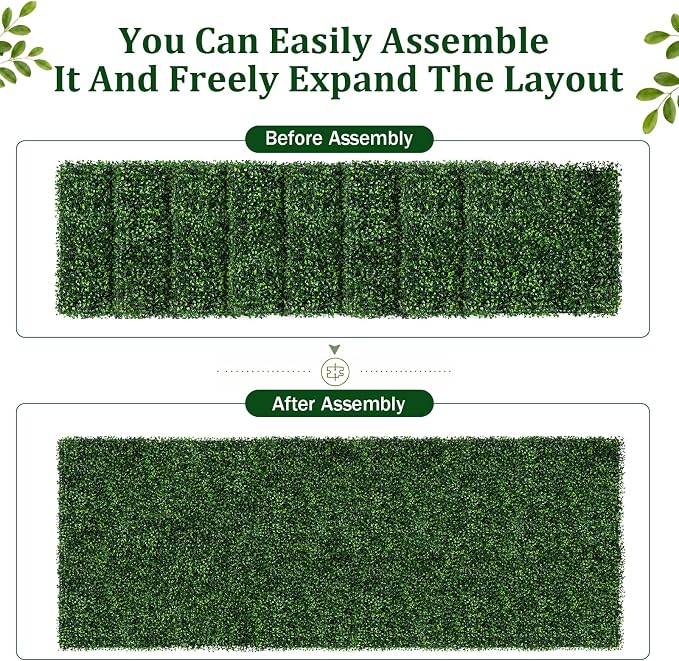 Artificial Grass Wall Panels, 20"X20" 48P(134 sqft) UV-Anti Artificial Boxwood Hedge Wall Panels, Faux Greenery Privacy Fence Screen for Backyard, Garden, Balcony, Patio Indoor Outdoor Backdrop Decor - Image 8