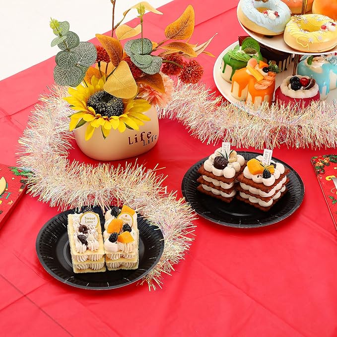 Batiyeer 30 Pcs Christmas Disposable Plastic Tablecloth Red Green | Rectangle 54 x 108 Inch Covers, Holiday Party Indoor Outdoor Use, Easy Cleanup Waterproof Festive Dinner Decoration - Image 6