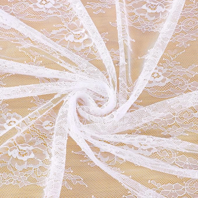 LuoluoHouse 2 Packs 60 x 120 Inch White Lace Rustic Table Cloths Vintage - Image 8