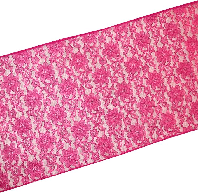 Zen Creative Designs 10 Pack Floral Lace Table Runner Sheer Lace Event Party Wedding Table Decor (12" by 108", Fuchsia) - Image 2