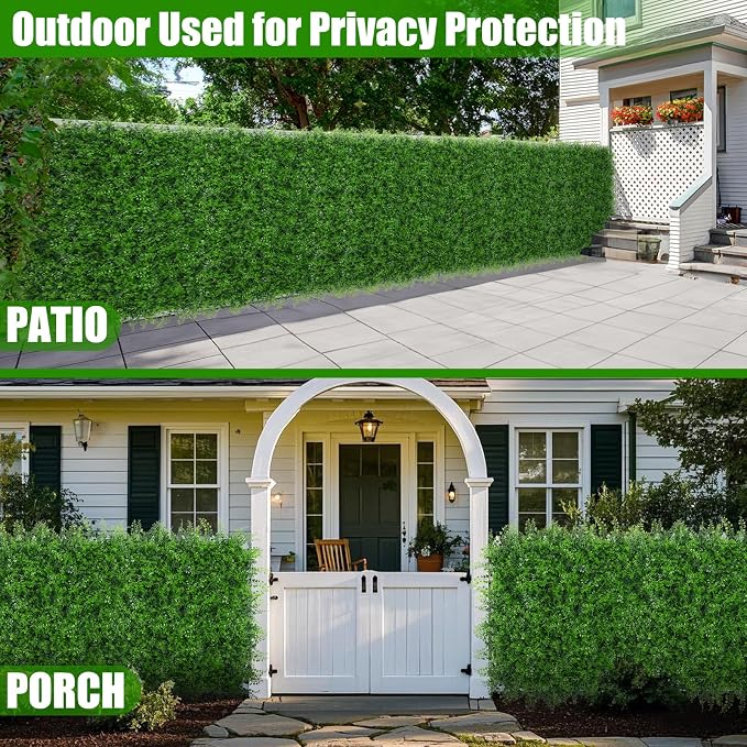 6Pcs Artificial Grass Wall Panels,20"x20" Boxwood Wall Panels | UV-Anti Fake Plant Wall, Faux Greenery Backdrop, Green Grass Wall Decor, Evergreen Hedge for Outdoor Indoor Patio Garden - Image 7