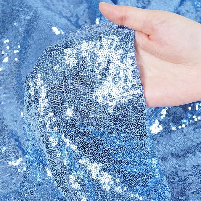Poise3EHome Baby Blue Sparkly Sequin Backdrop Curtain 2 PCS 5FT x 10FT - Image 8