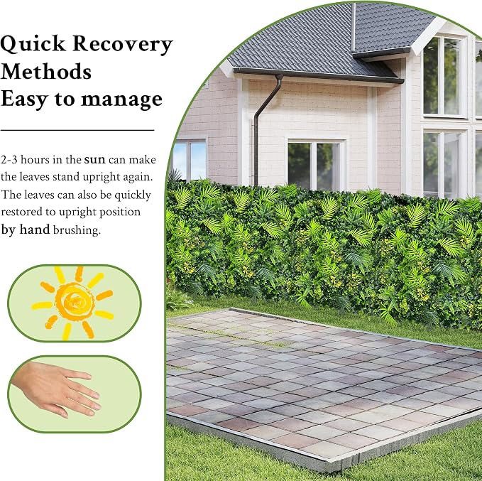 ODTORY Artificial 3D Fake Plant Roll: 40"x120" (33.5 sqft) Grass Wall | UV-Anti, Outdoor Privacy Fence Screen, Faux Greenery Panels, Boxwood Backdrop, Ivy Vine Leaf Hedge, Backyard Decor - Image 7