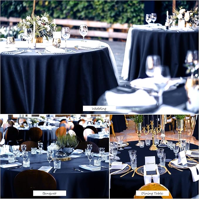 joybest 6 Pack Round Tablecloths 90 Inch Navy Blue Fit 30 to 60 Inch Tables | Washable Polyester Fabric Table Cloths Cover for Wedding Party Reception Formal Events - Image 6