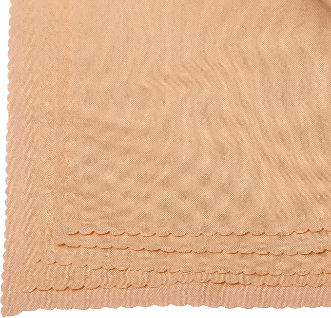 MDS Pack of 50 Polyester Napkins 17 x 17 Inch Square with Scalloped Edge, Plain Washable Reusable Dining Table Cloth Napkin for Wedding Party Banquet Home Restaurant Bistro Decoration - Peach - Image 5