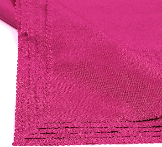 MDS Pack of 12 Polyester Napkins 17 x 17 Inch Square with Scalloped Edge, Plain Washable Reusable Dining Table Cloth Napkin for Wedding Party Banquet Home Restaurant Bistro Decoration - Magenta - Image 5