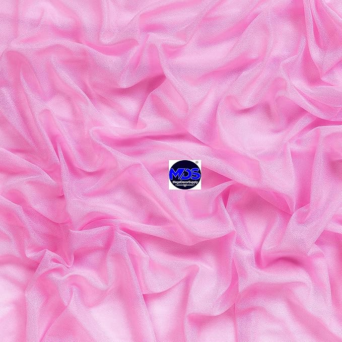 MDS Pack of 1 Wedding Arch Drape Panel (30" Width x 100ft Long) Sheer Chiffon Arbor Canopy Drapery Fabric for Wedding Ceremony Reception Decoration Party Ceiling Backdrop Curtains - Bubblegum Pink