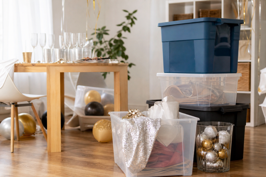 Unbranded practical sequence scene featuring event cleanup and storage