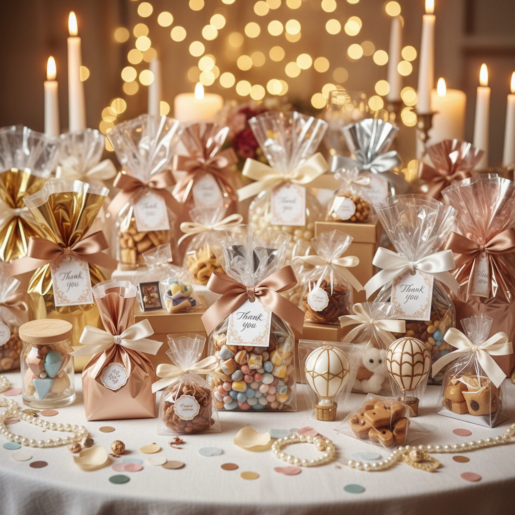 Party favors including small gifts, treats, and giveaways to thank guests and add a special touch to celebrations