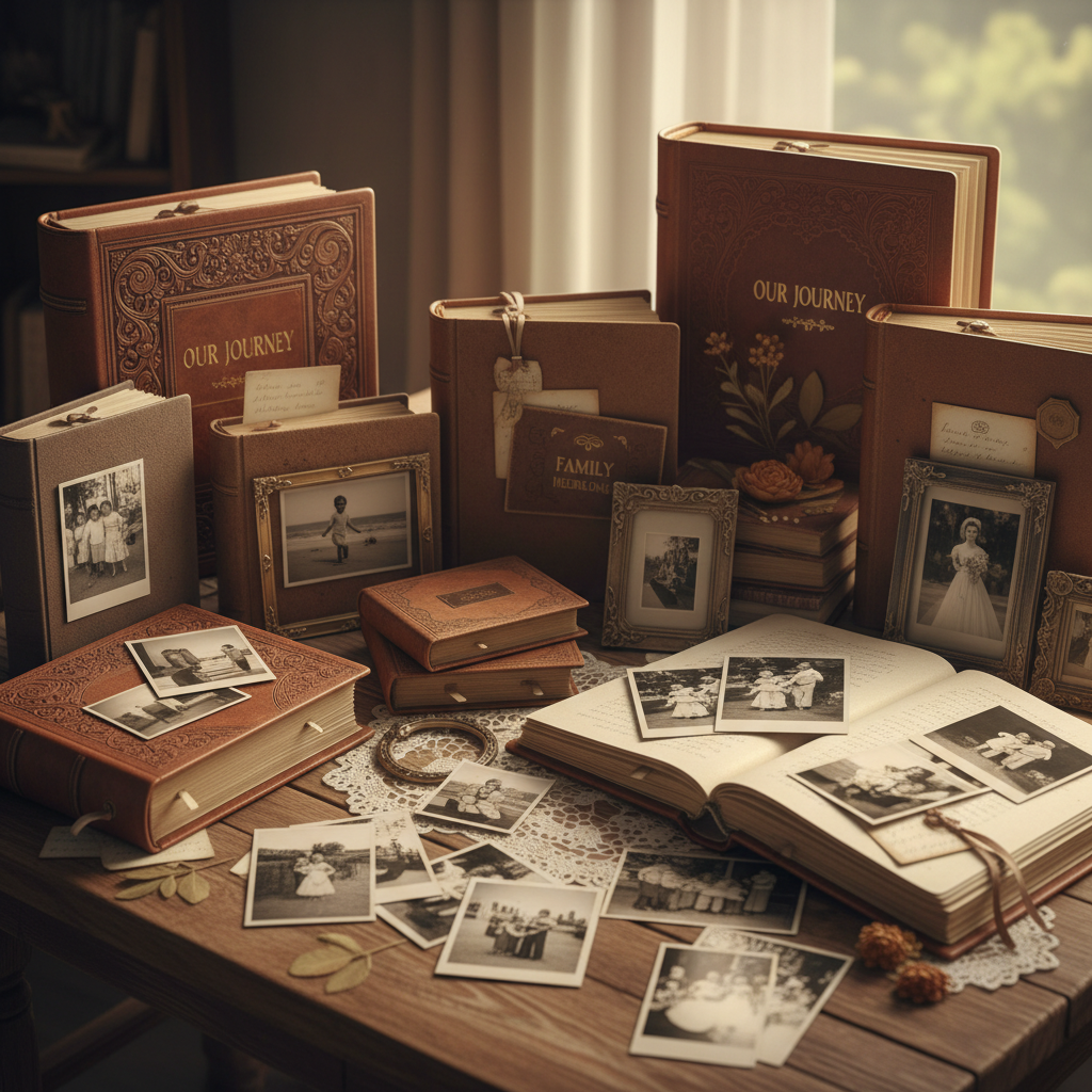 Photo albums and memory books for preserving and displaying cherished photographs and special moments