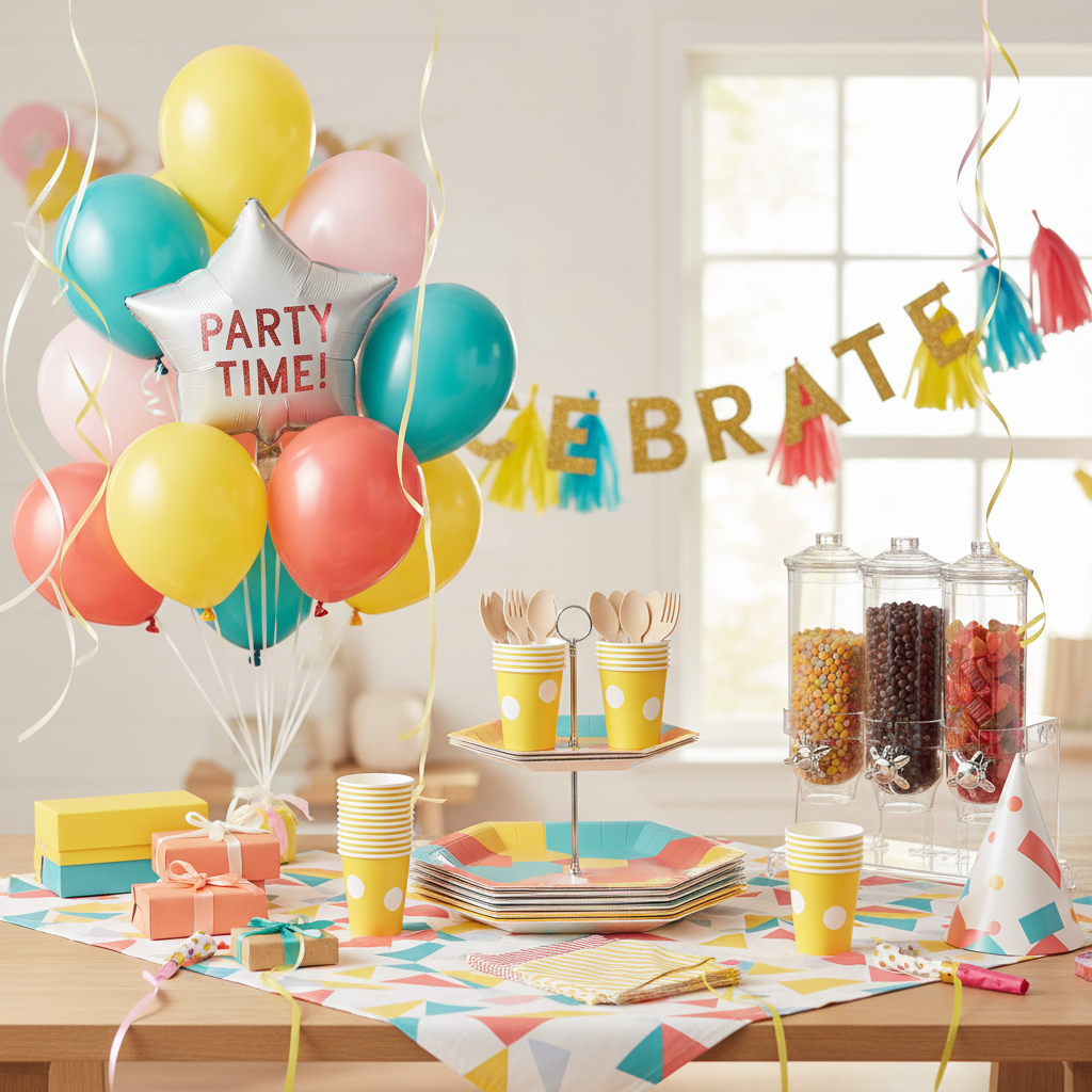 Party packs including coordinated sets of decorations, tableware, and supplies for convenient all-in-one celebration planning