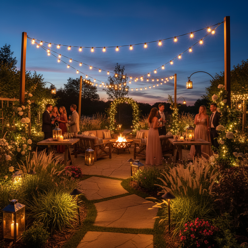 Outdoor lighting including patio lights, landscape illumination, and exterior fixtures to brighten and beautify outdoor spaces