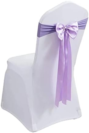 Pack of 6 Satin Stretch Chair Sash Bow, No Need Tied, Spandex Chair Bands, Chair Ribbons Bows for Hotel Wedding Party Banquet Birthday Reception Decor (Lavneder) by moderw