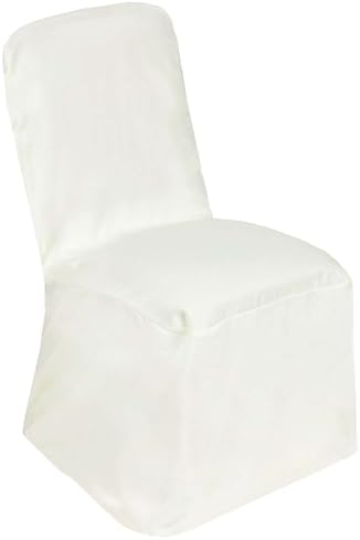 Efavormart 5 PCS Ivory Polyester Square Top Banquet Chair Covers, Reusable or 1x Use Chair Covers - Image 6