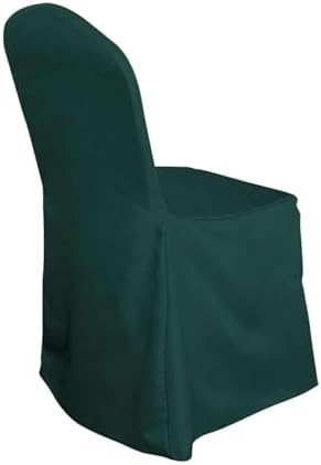 Efavormart 30PCS | Round Top Hunter Emerald Green Polyester Banquet Chair Covers Linen Dinning Chair slipcover for Wedding Party Event Catering - Image 6