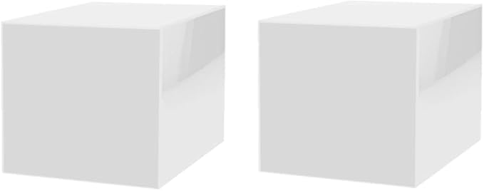 2 Pack 5" Acrylic Display Riser Box with One Open Side No Lid Versatile Preassembled Glossy White Square Retail Merchandise Storage Bin or Product Platform by Marketing Holders by MarketingHolders