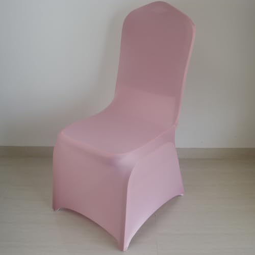 30 80 100Pieces White Wedding Chair Covers Stretch Polyester Spandex for Wedding Party Banquet Seat Covers (Pink, 10PCS) by Unknown
