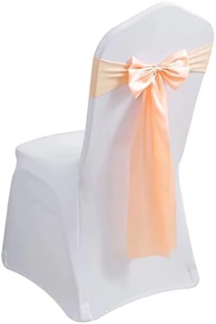 Pack of 10 Satin Stretch Chair Sash Bow, No Need Tied, Spandex Chair Bands, Chair Ribbons Bows for Hotel Wedding Party Banquet Birthday Reception Decor (Champagne) by moderw