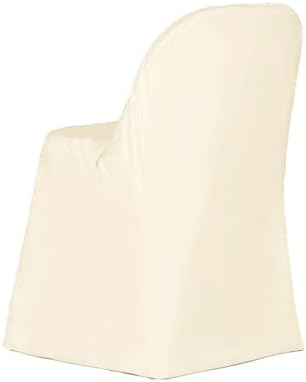 Efavormart 5 PCS Beige Linen Polyester Folding Chair Covers for Dining Chairs Party Wedding Banquet Outdoor Event Catering Slipcovers - Image 6
