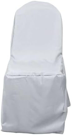 Efavormart 20PCS | Round Top Silver Polyester Banquet Chair Covers Linen Dinning Chair slipcover for Wedding Party Event Catering - Image 6