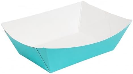 Restaurantware-Bio Tek 1/2 Pound Food Trays, 50 Disposable Paper Food Trays - Heavy-Duty, Greaseproof, Turquoise Paper Food Boats, For Snacks, Appetizers, Or Treats, Use At Parties Or Carnivals by Restaurantware