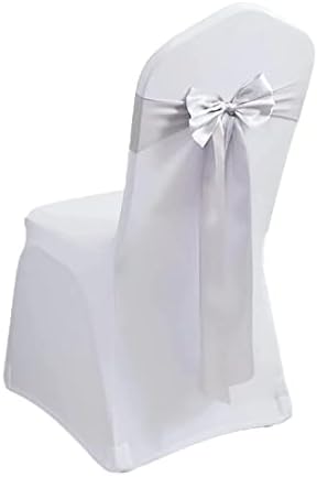 Pack of 6 Satin Stretch Chair Sash Bow, No Need Tied, Spandex Chair Bands, Chair Ribbons Bows for Hotel Wedding Party Banquet Birthday Reception Decor (Gray) by moderw