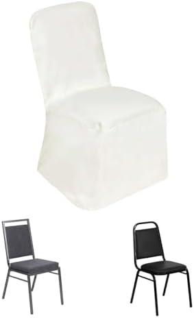 Efavormart 20 PCS Ivory Square Top Polyester Banquet Chair Cover Dinning Event Slipcover for Wedding Party Banquet Catering by efavormart