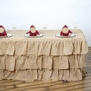 Efavormart 3 Tier Rustic Elegant Ruffled Burlap Table Skirt for Kitchen Dining Catering Wedding Party Decorations Events - 17 Ft - Image 8
