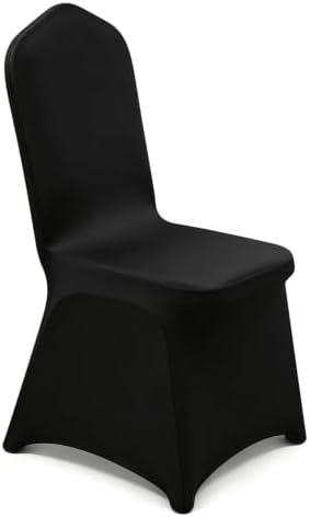 30PCS Black Chair Covers, Wrinkle Resistant, Elastic Stretch and Washable, Stretch Polyester Spandex Slipcovers Folding Chair Covers for Party, Wedding, Dining, Banquet, Event by Unknown