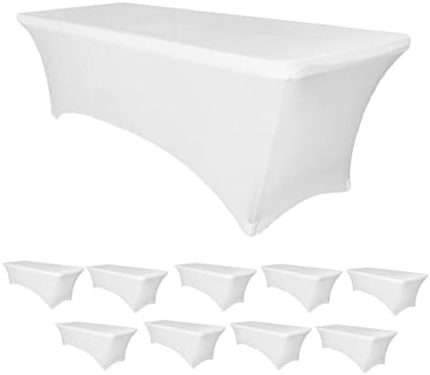 Banquet Tables Pro 6 ft White 10 Pack Stretch Tight Fit Spandex Rectangular Folding Tablecover for 30Wx72Lx30H Folding Patio Tables, Banquet,Party by BanquetTablesPro